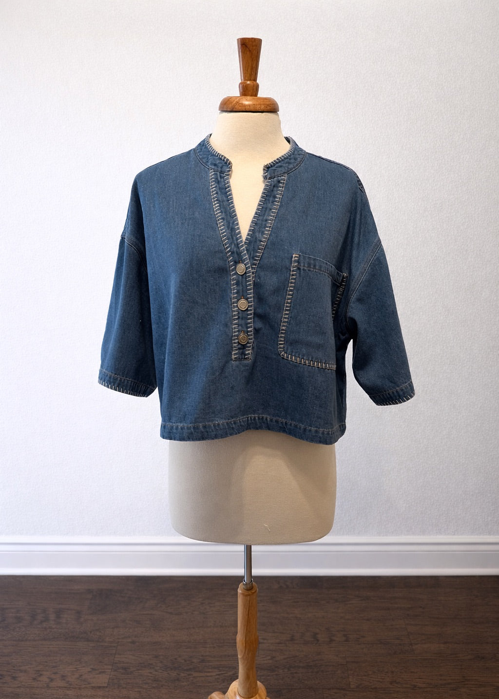 Denim Glory Cropped Denim Shirt