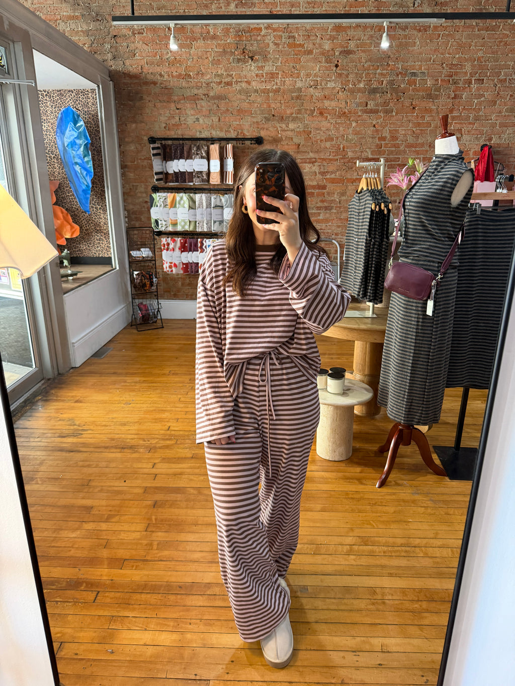 Parallel Stripe Lounge Set - Vintage Pink