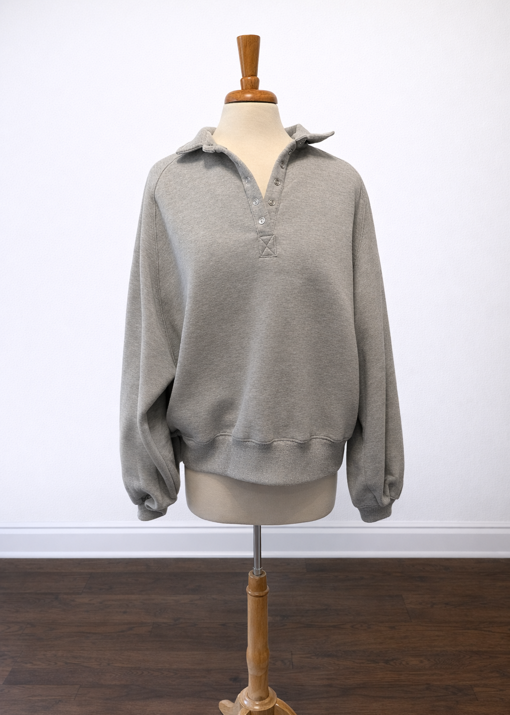 Piper Snap Button Collared Sweater - Grey
