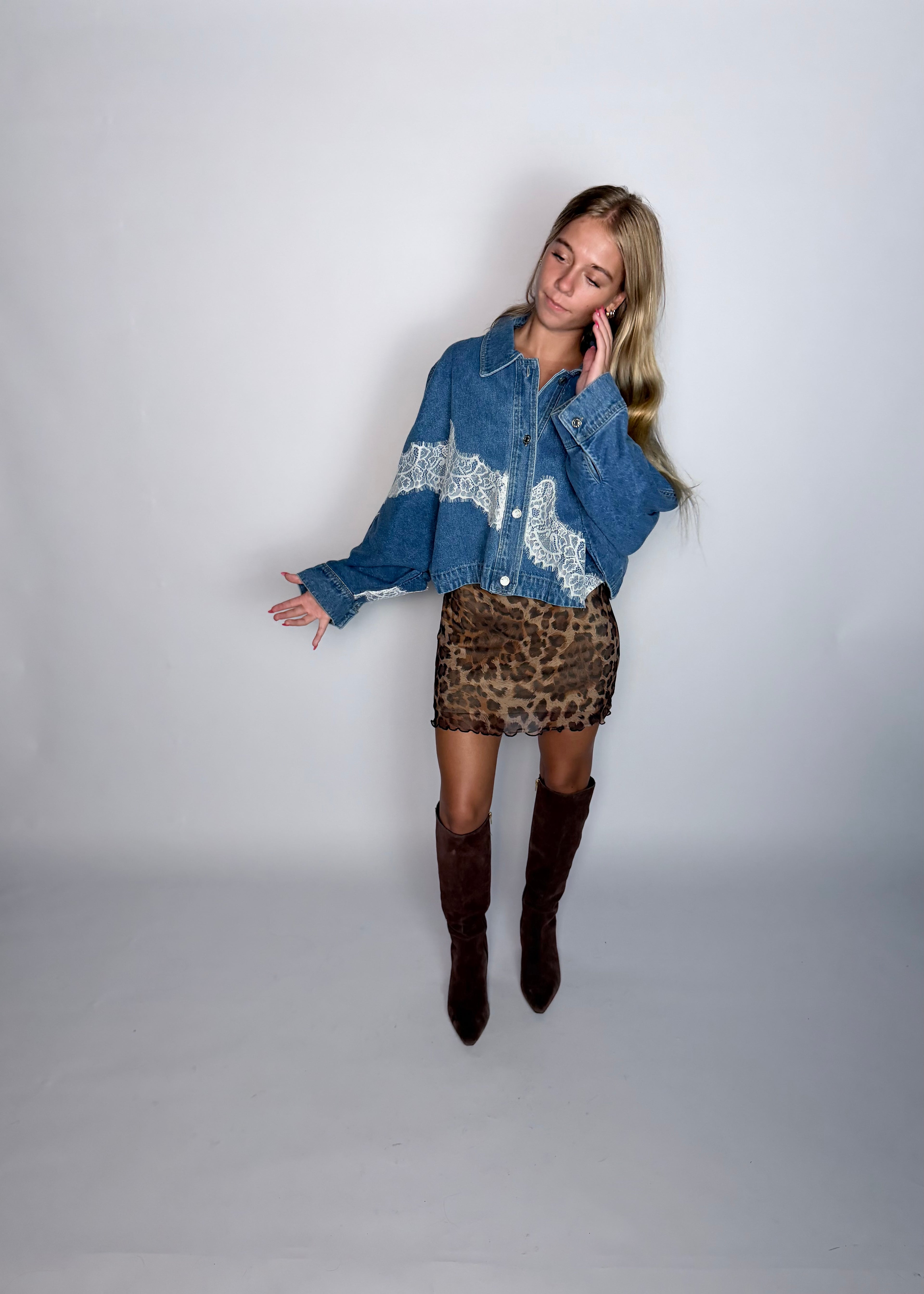 Delicate Damage Lace & Denim Jacket