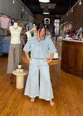 Bluebird Denim Crop High Rise Wide Leg Capri