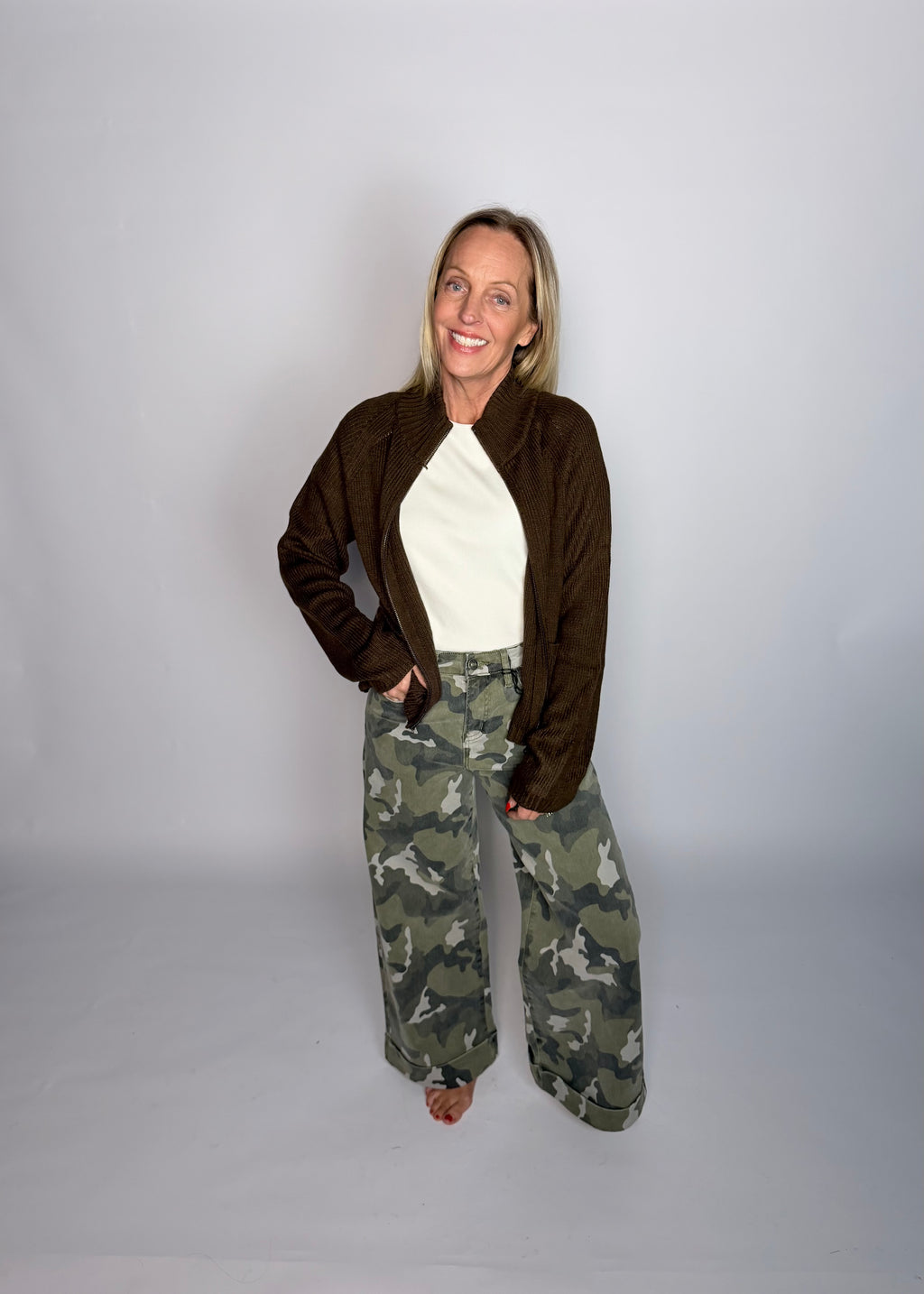 Amulet High-rise Wide Leg Crop Camouflage Cuffed Hem