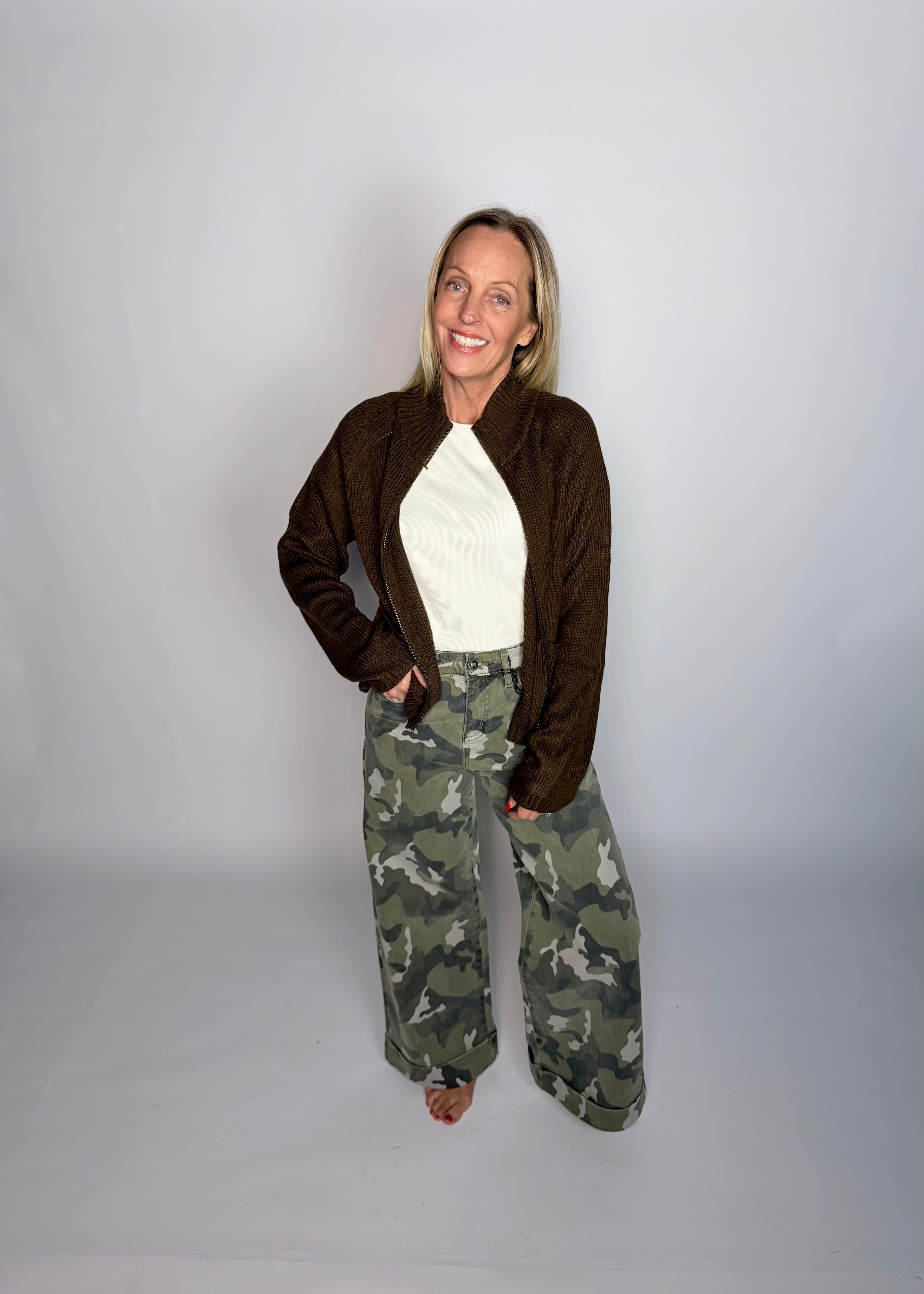 Amulet High-rise Wide Leg Crop Camouflage Cuffed Hem