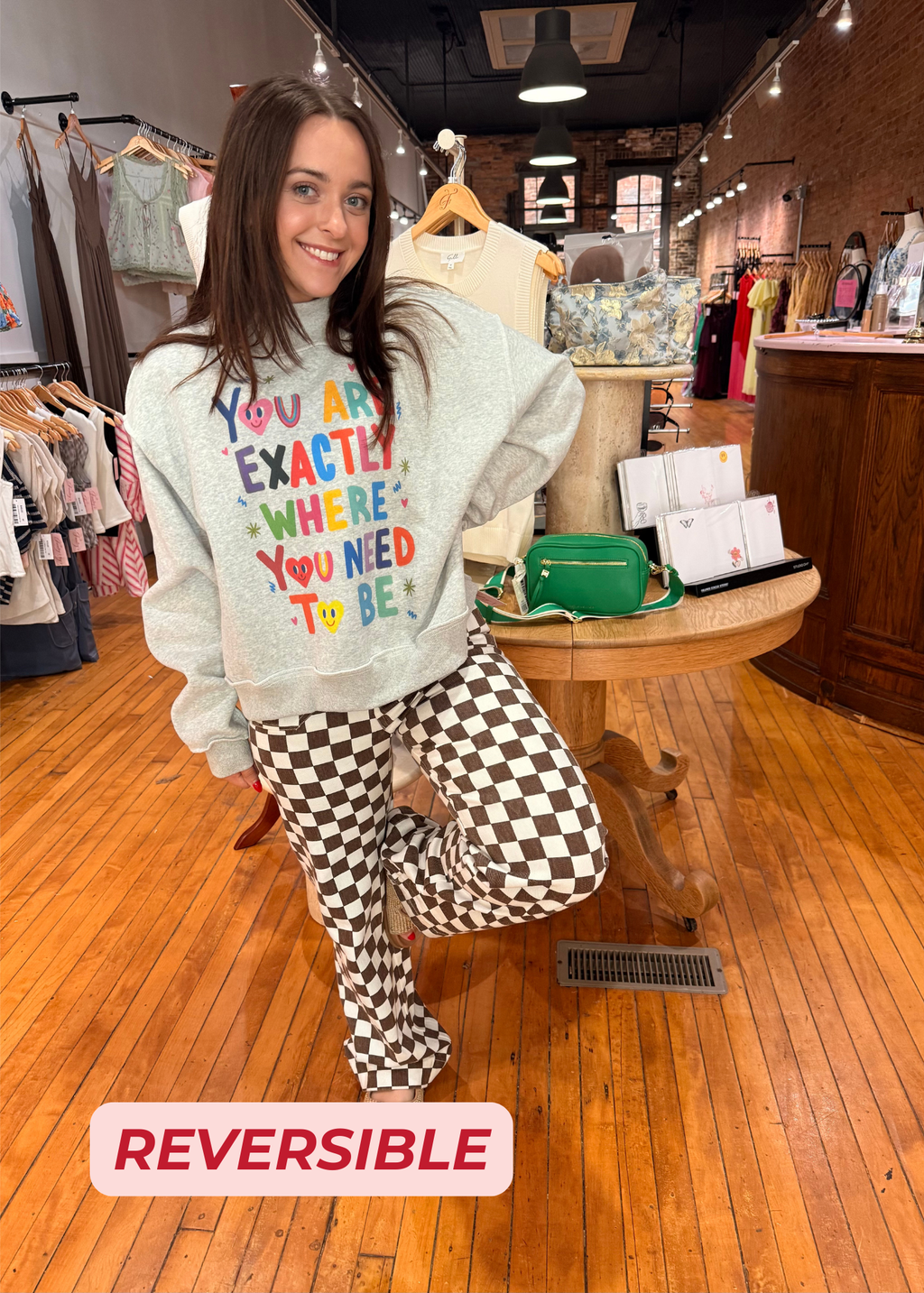 You Are Exactly Where... LIFE IS GOOD :) (Reversible) Mock neck Sweatshirt
