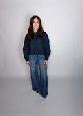Ebony Sea High-rise Wide Side Panel Raw Hem