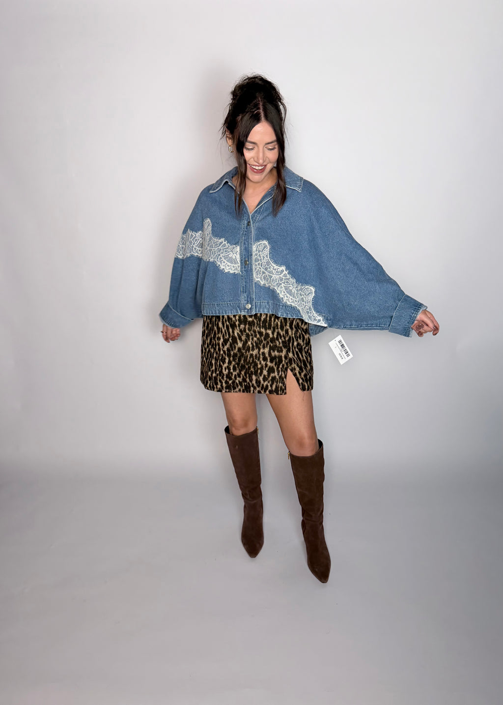 Delicate Damage Lace & Denim Jacket