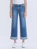 Ella High Rise Raw Cuffed Hem Slim Wide Jeans