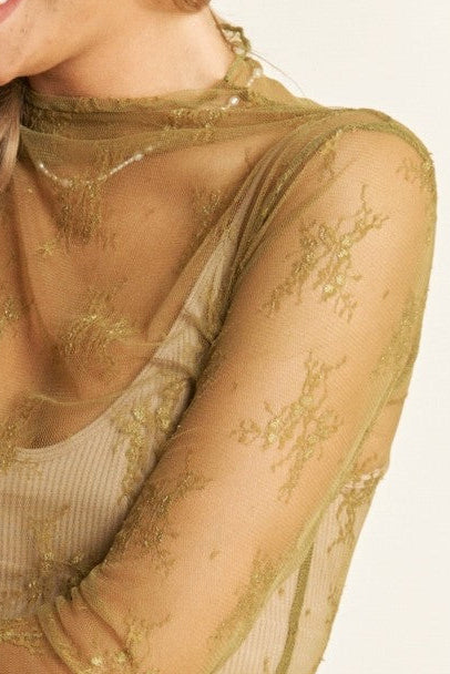 Lace Layering Top - Olive