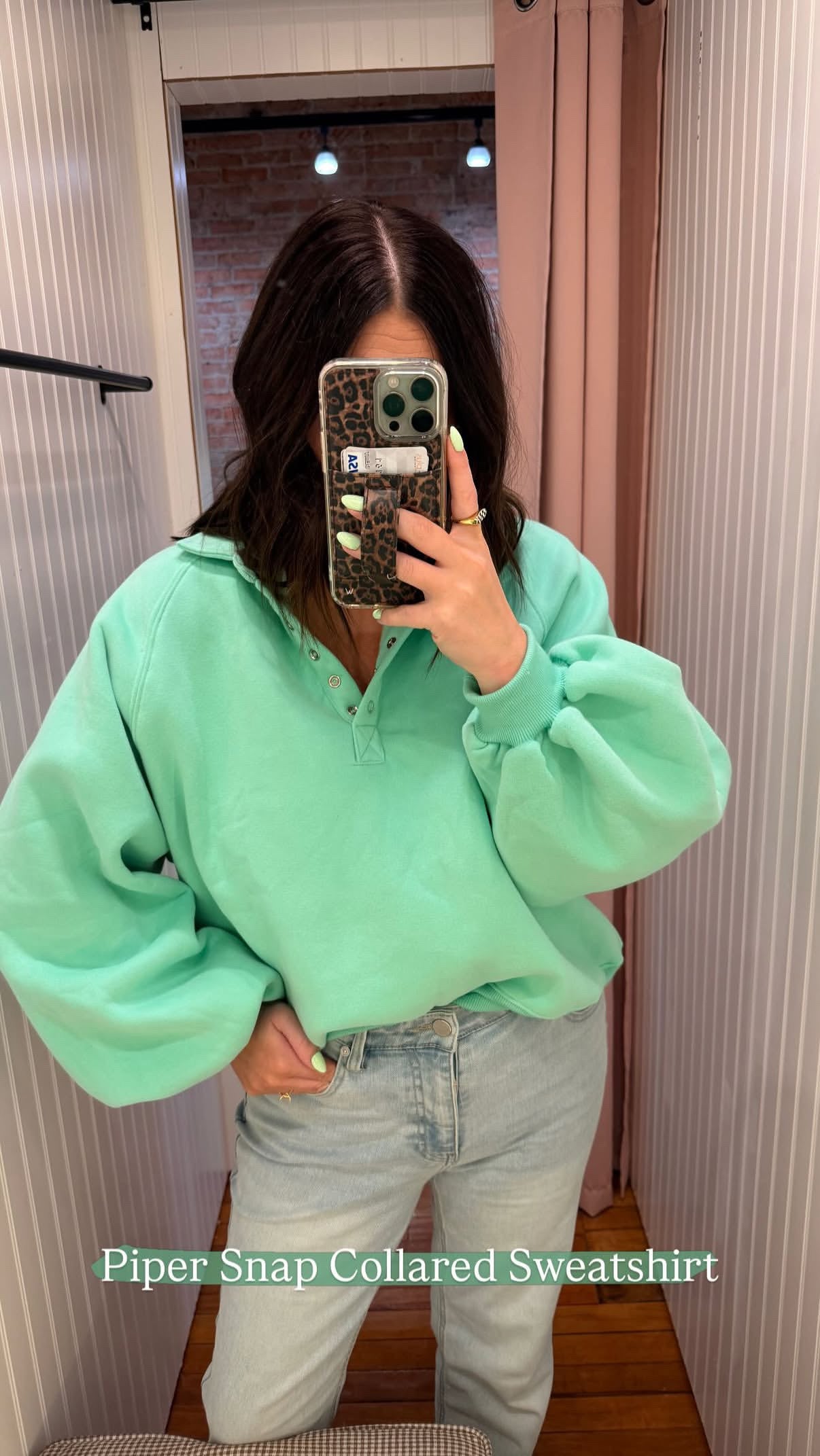 Piper Snap Button Collared Sweater -  Seafoam