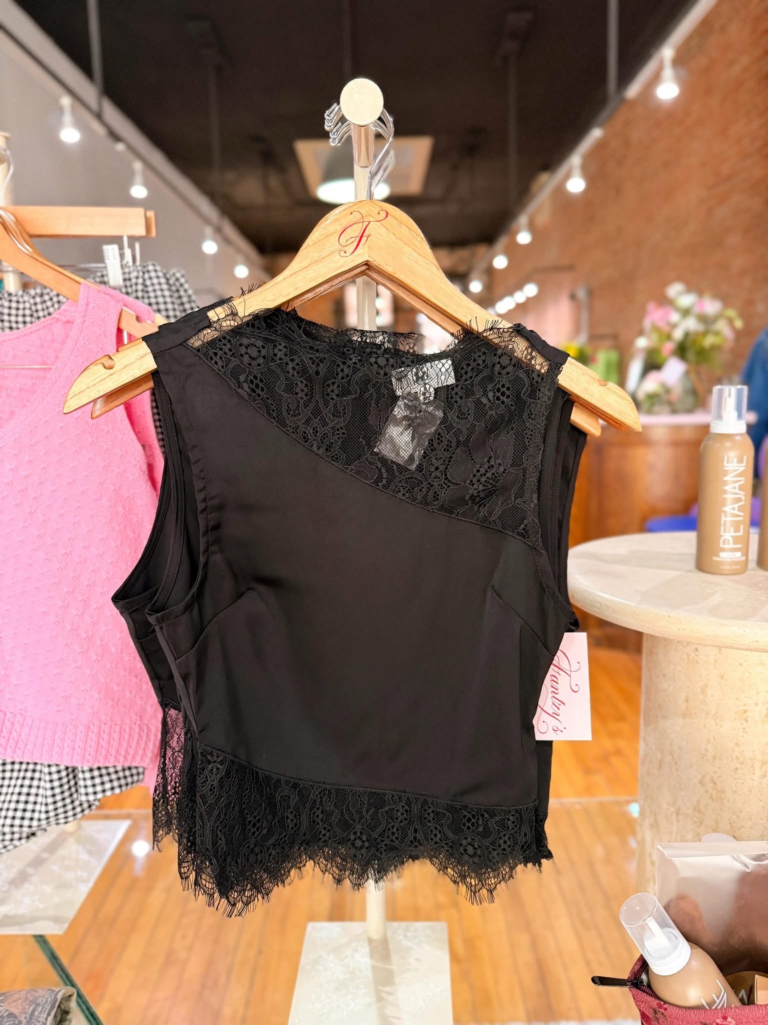 Dirty Martini Lace Detail Top - Black