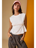 The Take it Easy Side Pleats Tee - White