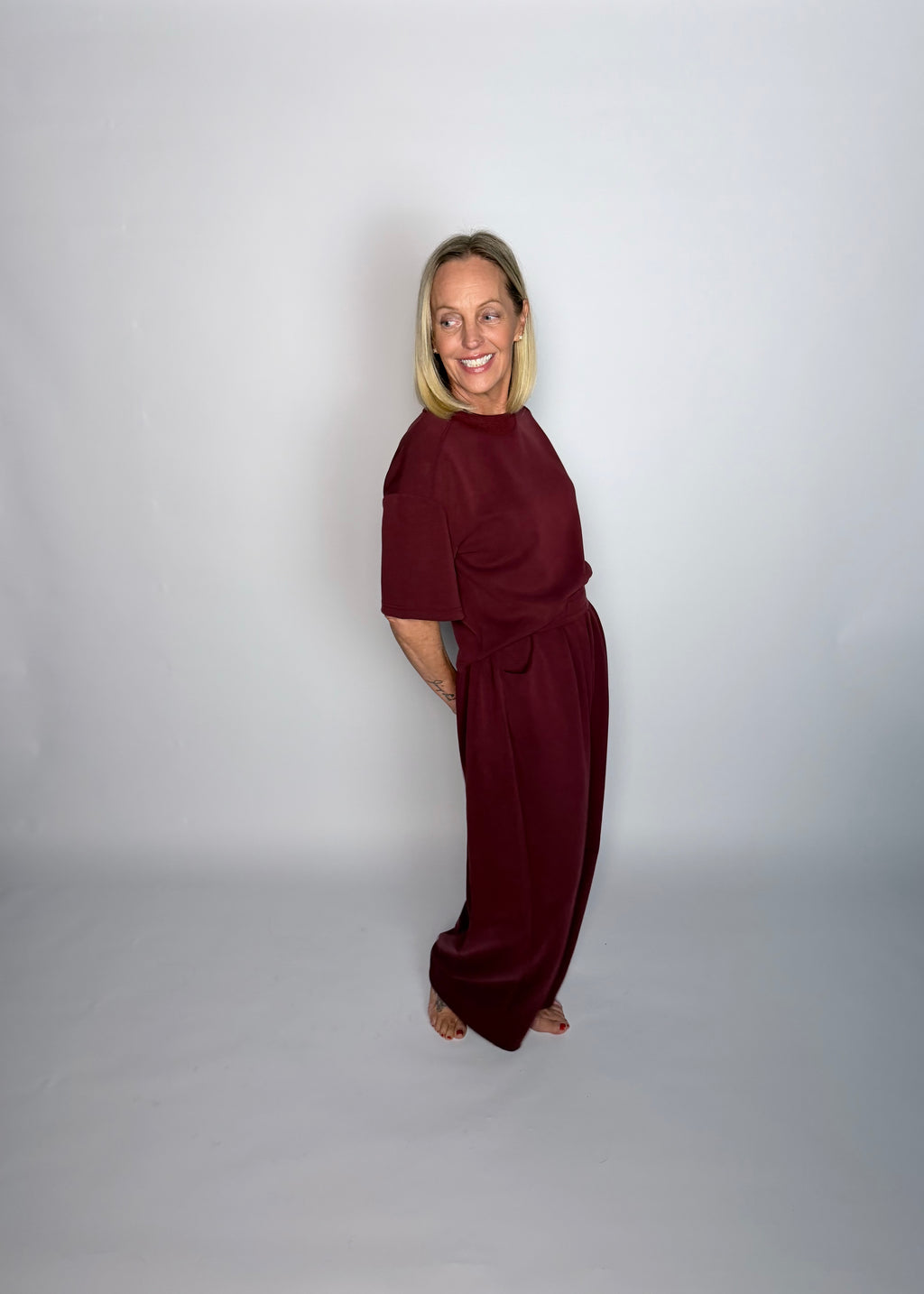 Wine Down Cloud Knit Boxy Tee