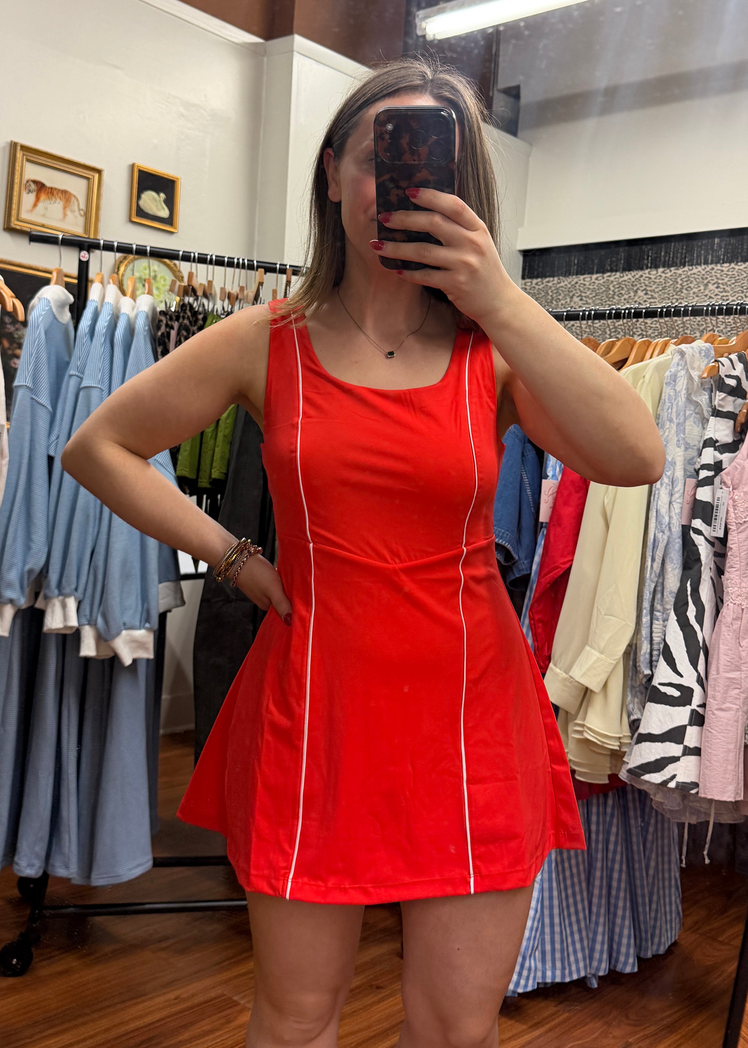 Movin’ & Groovin’ Activewear Mini Dress - Tomato