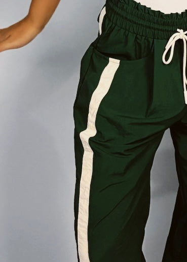 Pacer Sporty Nylon Barrel Leg Pants - Forest