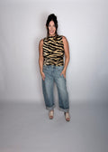 Dusty Sky High Rise Barrel-leg Detailing Cuffed Hem