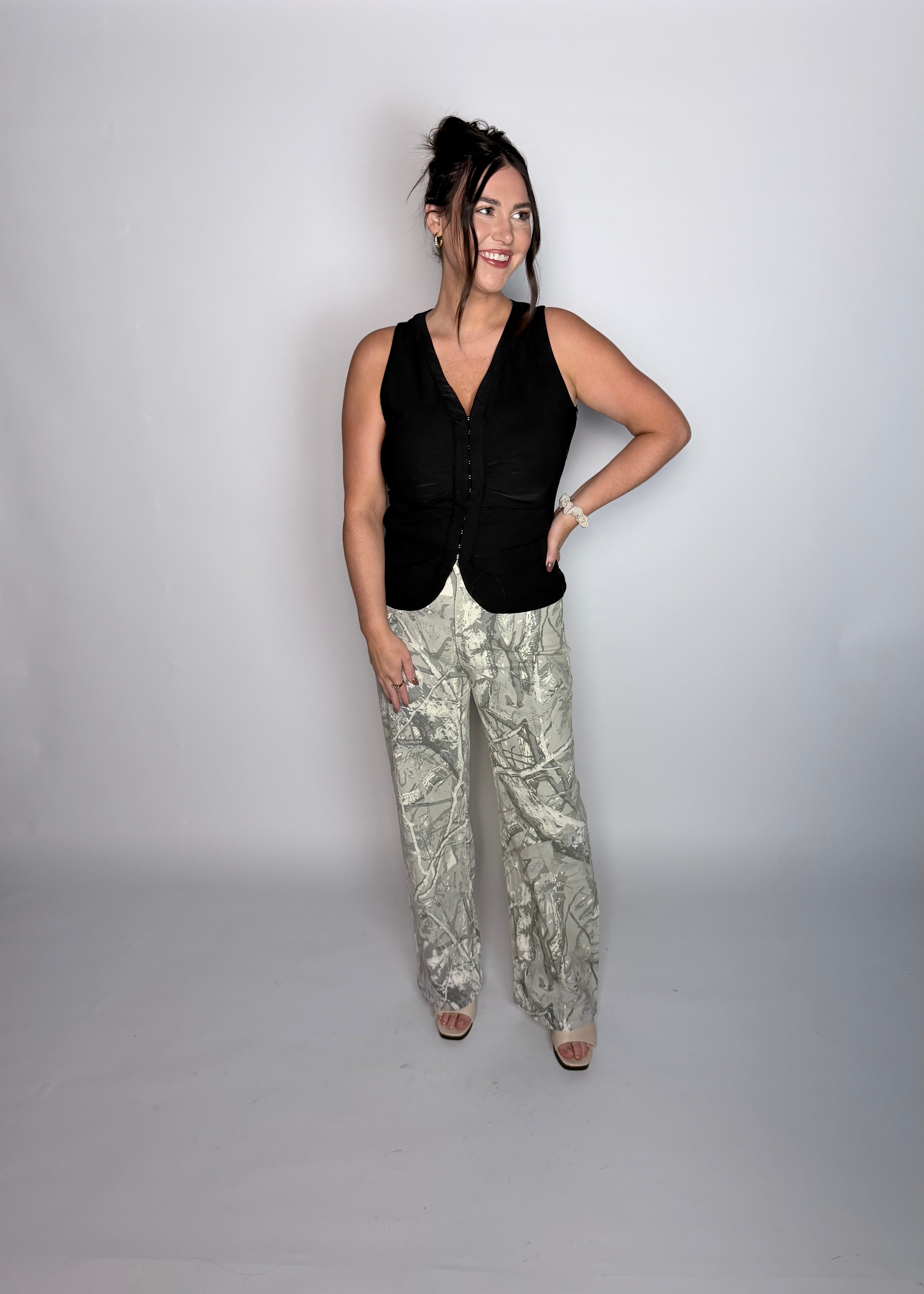 Makara High-rise Wide Leg Printed Jeans