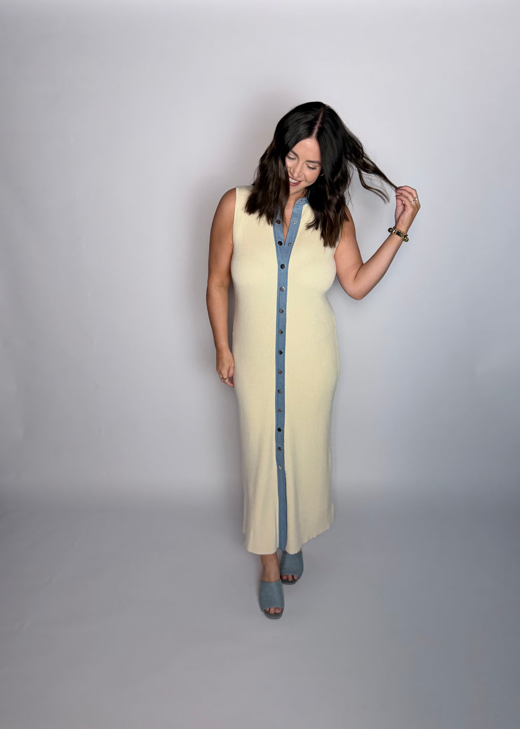 Contrast Theory Knit Maxi Dress