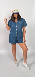 On The Go Denim Shirt Romper