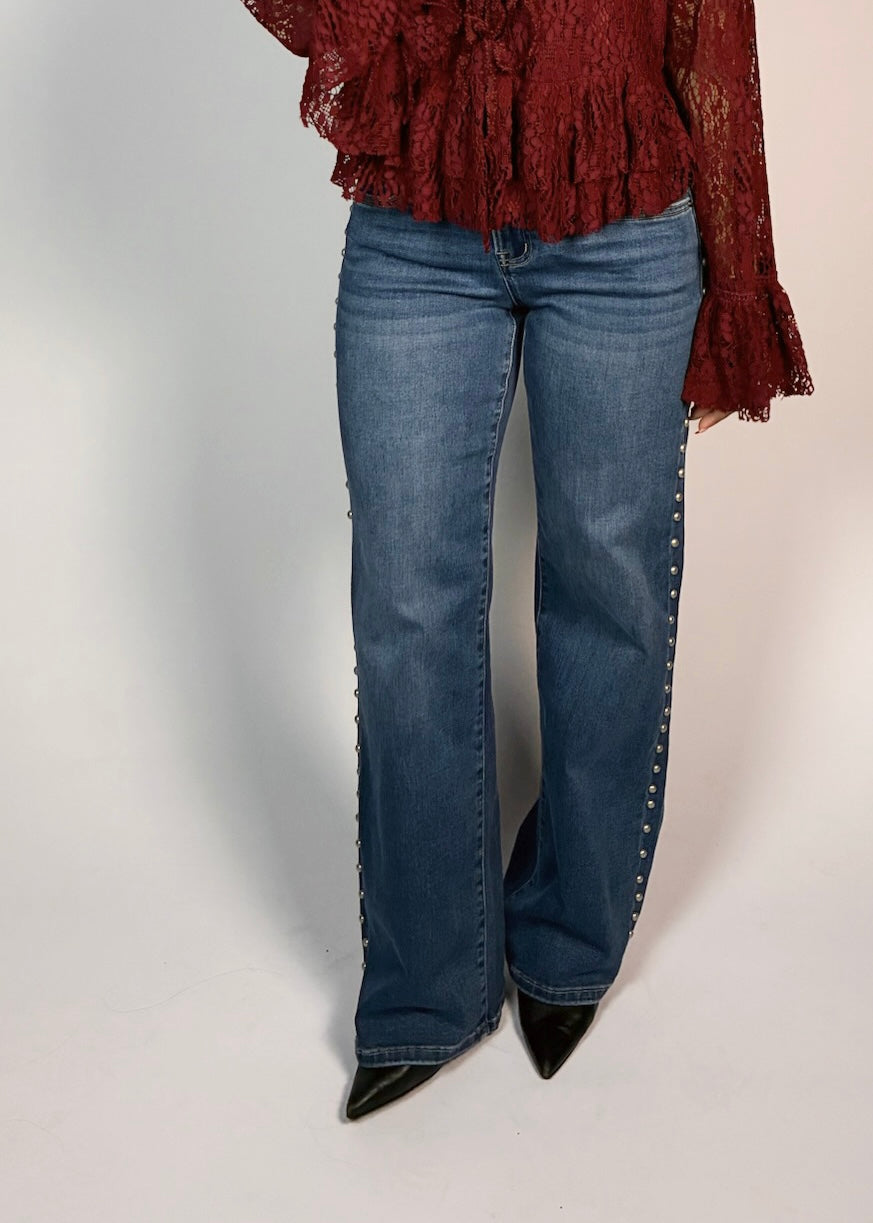 Port Gore Mid-rise Wide Leg Embellished Side