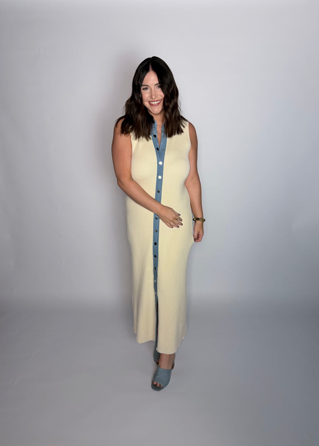 Contrast Theory Knit Maxi Dress