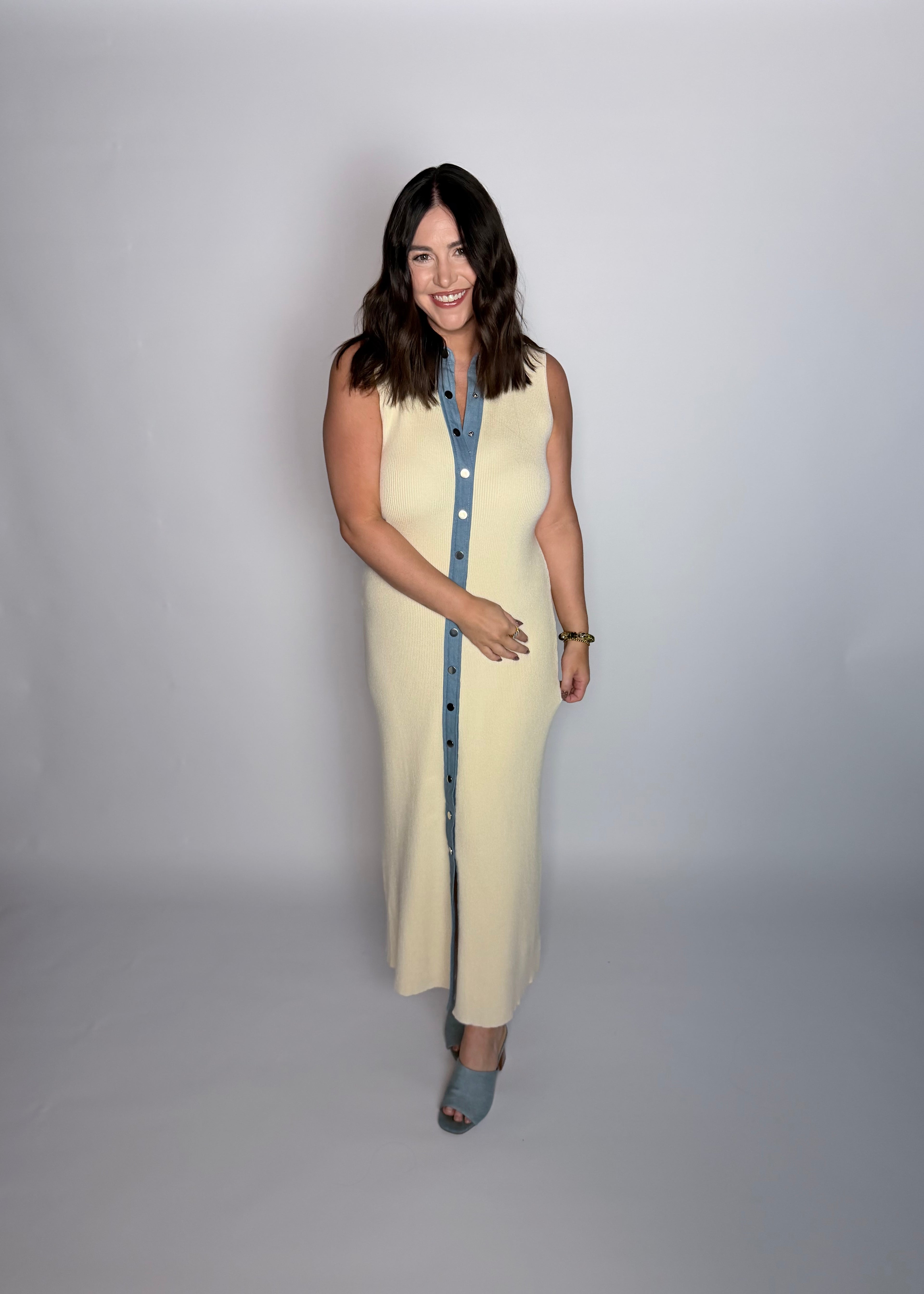Contrast Theory Knit Maxi Dress