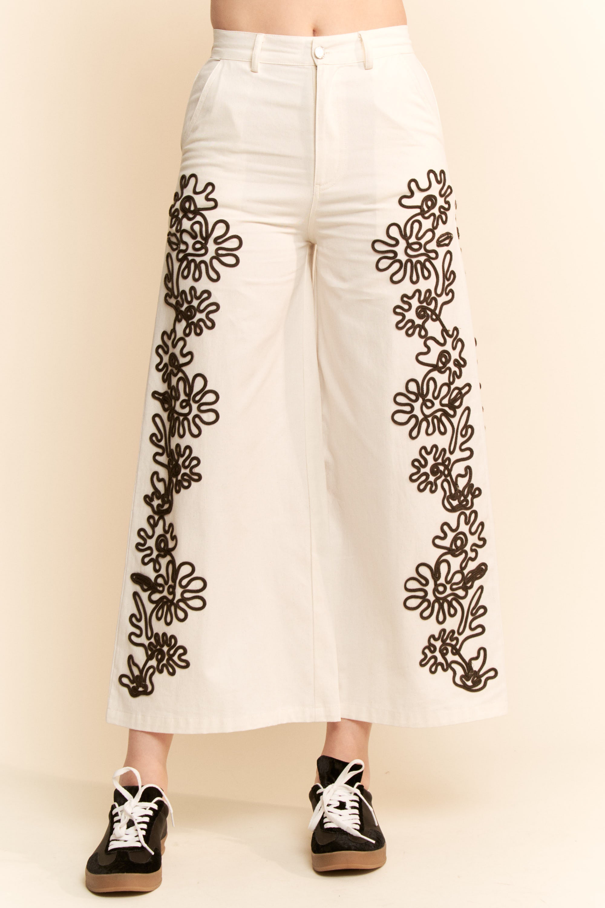 Inkblossom Wide-Leg Ankle Pants