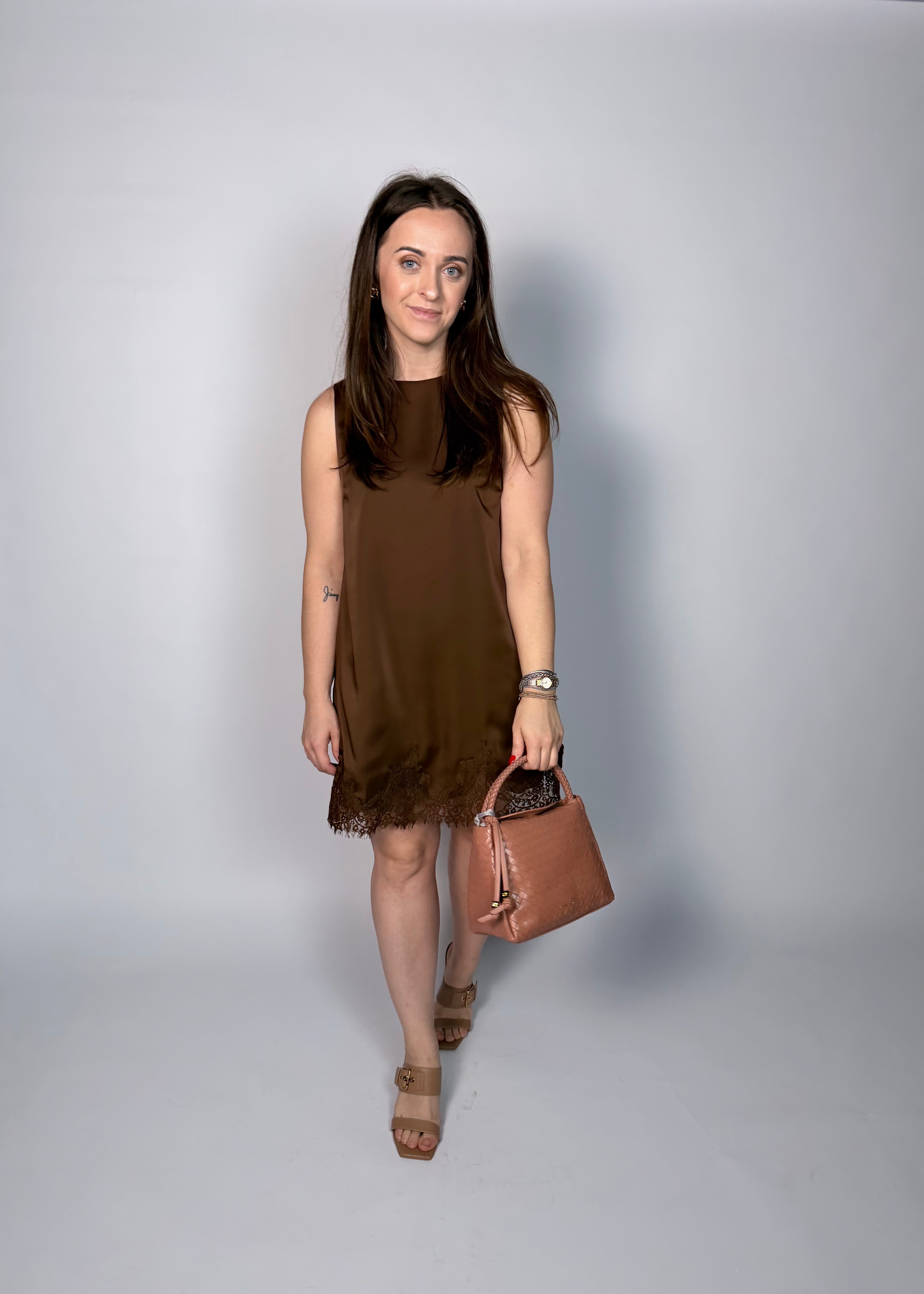Truffle Whisper Satin Mini Dress