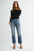 Abbey Mid-rise Straight Ankle Twist Pocket Denim