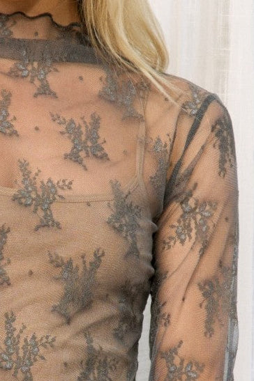 Lace Layering Top - Charcoal