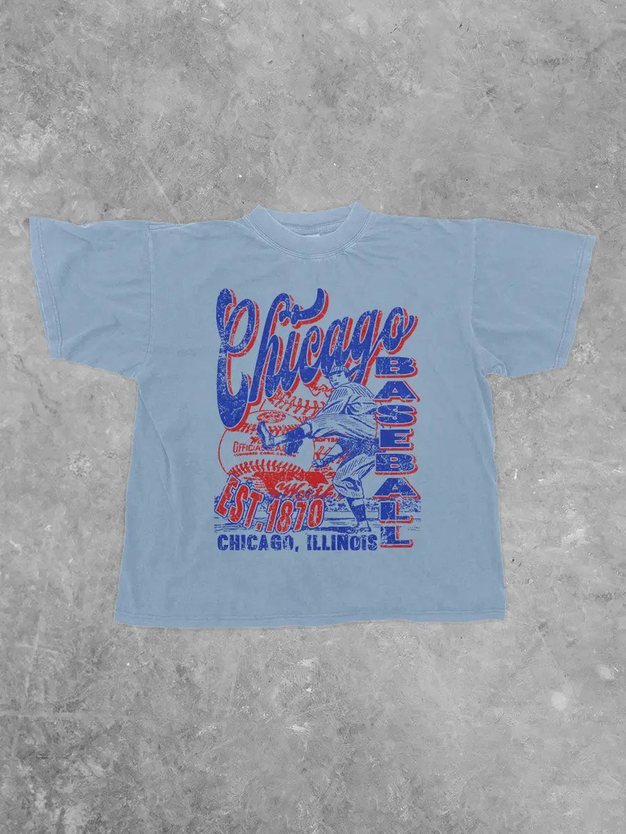 90s Chicago Baseball, Game Day Boxy Cotton Tshirt