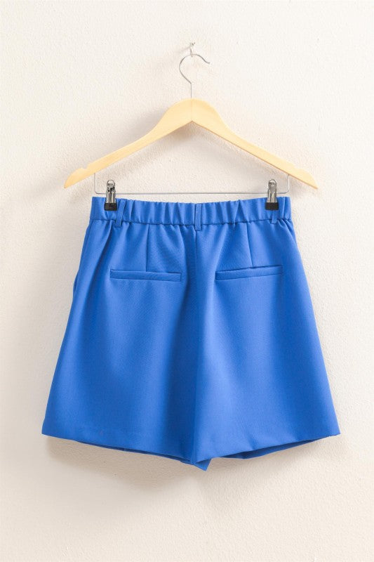 Electric Avenue High Waist Pleated Shorts - Cobalt