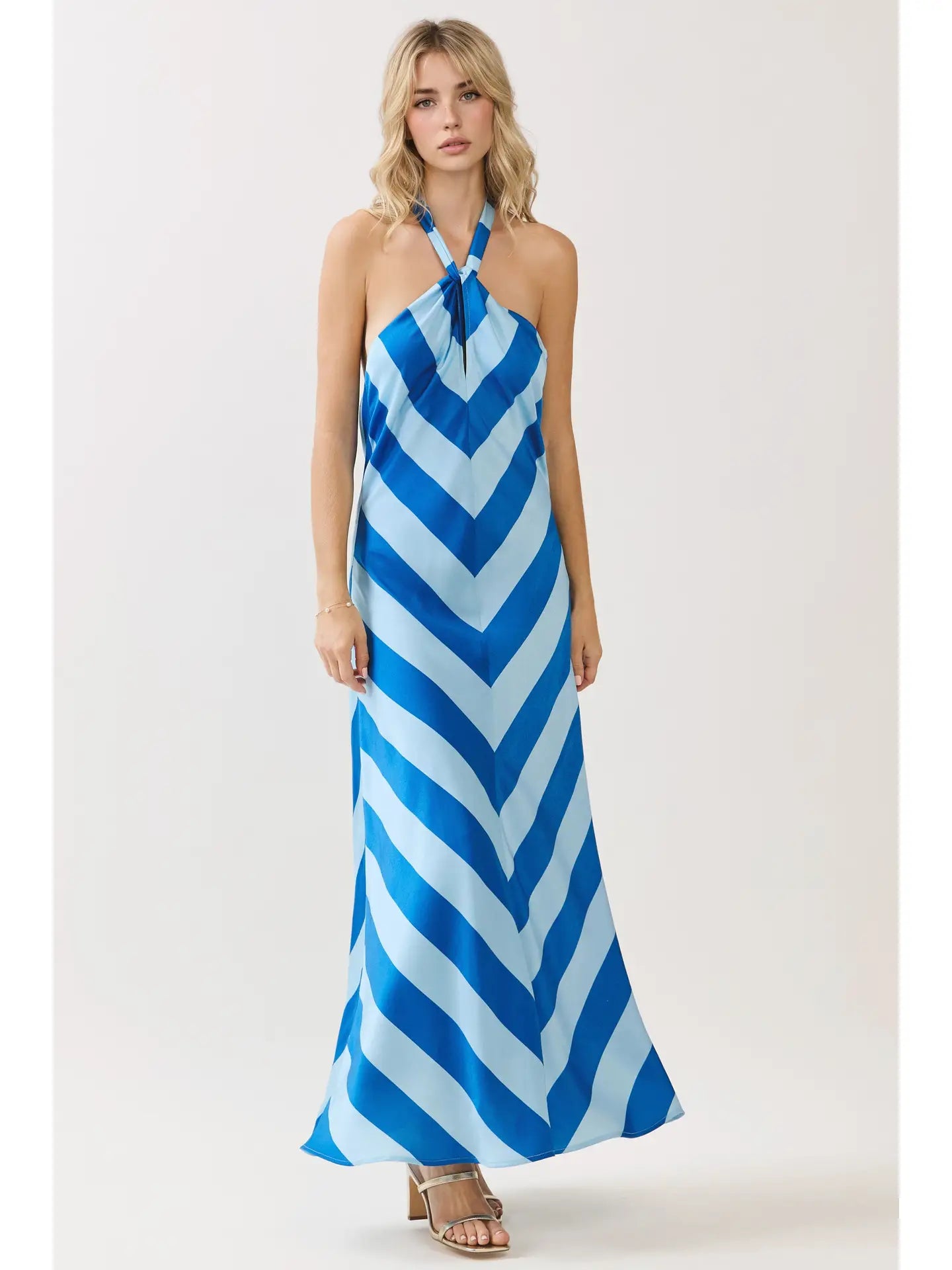 Whimsy Tie Neck Halter Maxi Dress